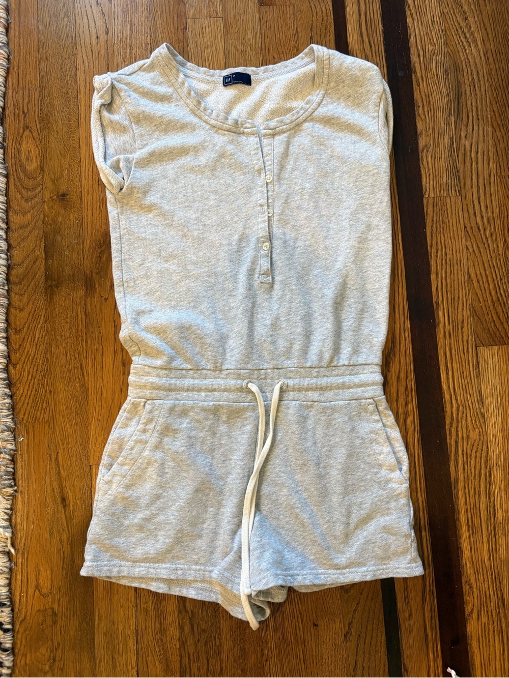 GAP Light Gray Short Sleeve Romper with Drawstring